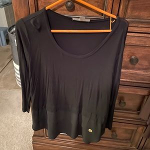 Michael Kors black blouse with cotton and sheer at bottom